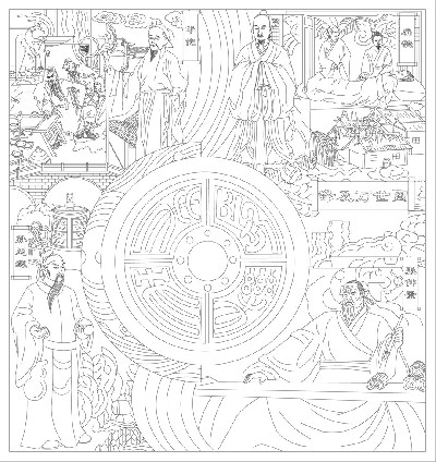 中醫(yī)文化浮雕雕塑原創(chuàng)手繪設(shè)計(jì)稿