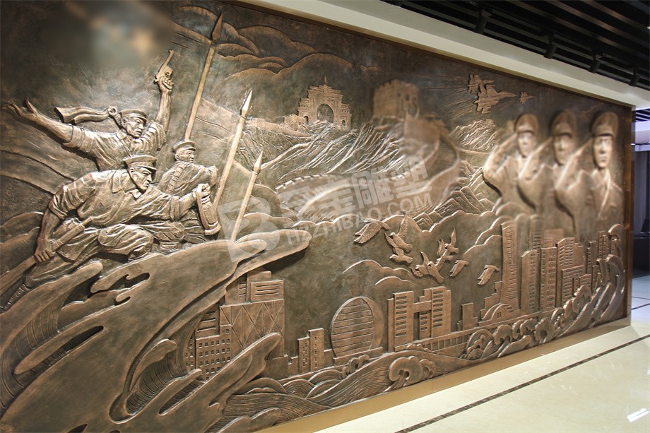 博物館展廳展陳玻璃鋼仿紫銅浮雕玻璃鋼仿鑄銅雕塑圓雕設(shè)計定制